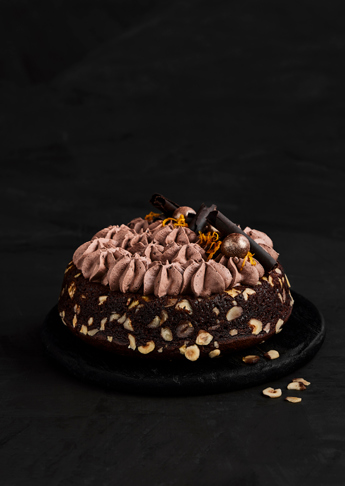 Mørk kage med choko-/orangefromage